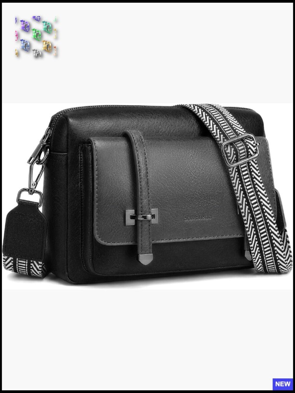 Vegan Leather Crossbody Bag with Guitar Strap Shoulder Handbag Card Slots Trendy